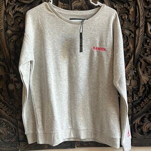 Kangol Heathered Gray Sweatshirt with Hot Pink Kangol Chest and Sleeve Logo L